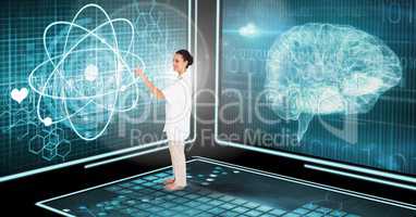 Doctor using medical interface in 3D room
