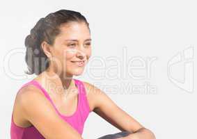 Portrait of sporty woman with grey background