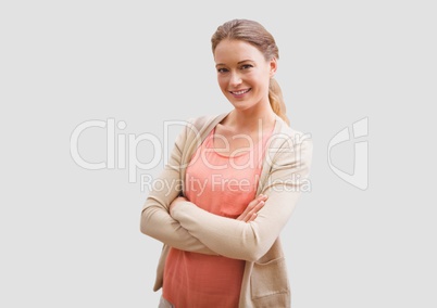 Portrait of woman with grey background