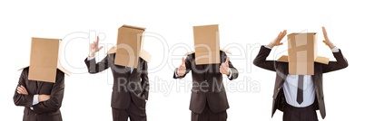 Man with a box in the head collage