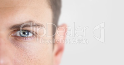 Portrait of Man and eye with grey background