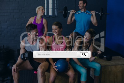 Search bar against people exercising photo