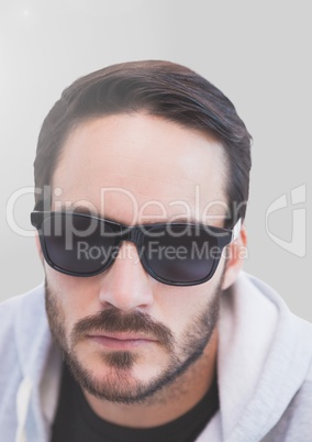Portrait of Man in sunglasses with grey background_Man_0083