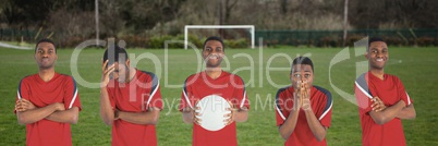 Soccer playing man collage against soccer field