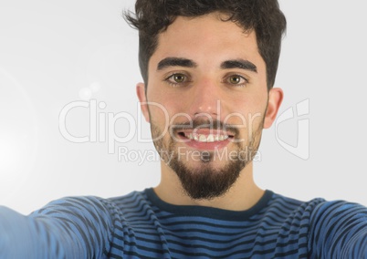 Selfie Portrait of Man with grey background