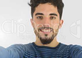 Selfie Portrait of Man with grey background
