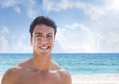 Man at the beach smiling