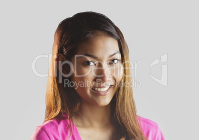 Portrait of woman with grey background