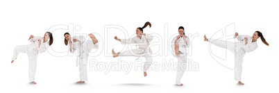 Woman doing martial arts collage