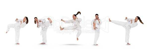 Woman doing martial arts collage