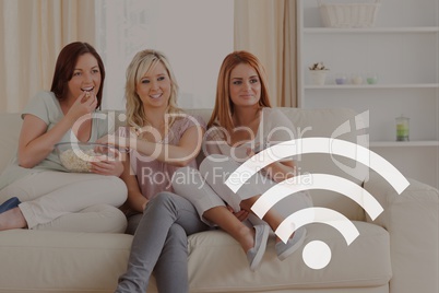Wi-Fi icon against friends photo