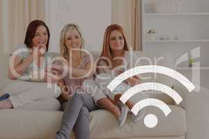 Wi-Fi icon against friends photo