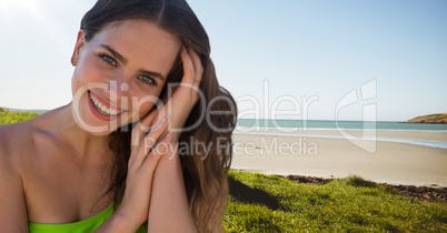 Woman at the beach smiling