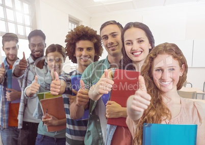 Students in front of classroom background