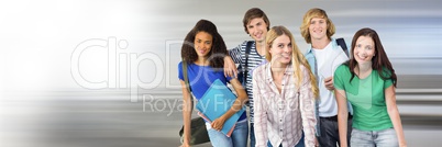 Students in front of blurred background