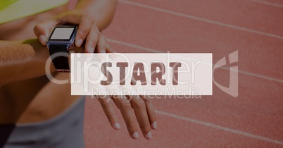 Start icon against woman exercising photo