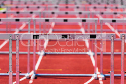 detail of hurdles running track