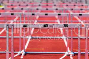 detail of hurdles running track