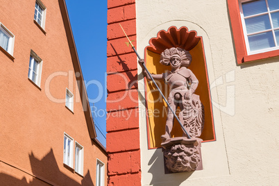 sculpture of a knight on a house in Rottweil