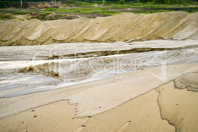 Extraction of sand, sand pit with water