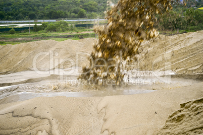 Extraction of sand, sand pit with water