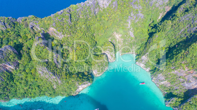 Aerial view of tropical paradise