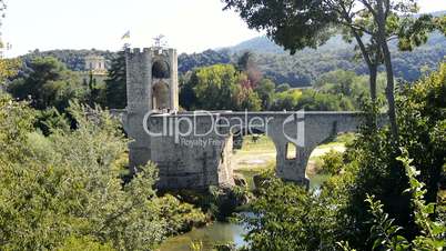 Medieval stone bridge, Besalu, Gerona, Spain