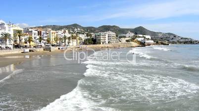 Sitges beach on a sunny day, Barcelona, Spain