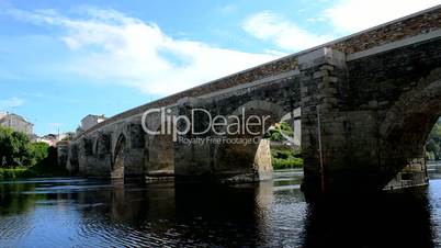 Medieval stone bridge over a river, Lugo, Spain