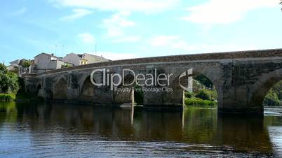 Medieval stone bridge over a river, Lugo, Spain