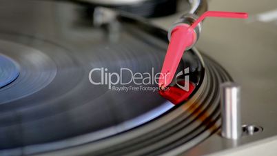 Playing a vinyl record player