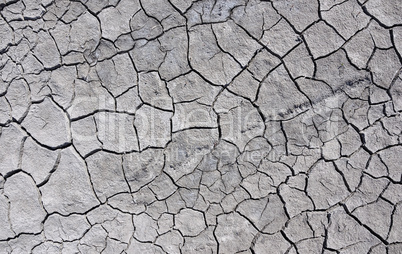 Cracked earth on a summer day, top view