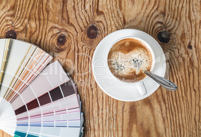 Color palette and coffee cup
