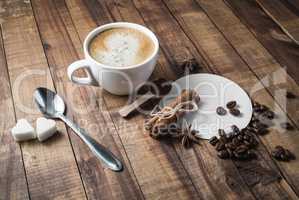 Coffee on wooden table