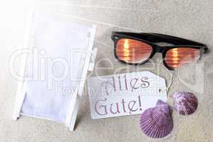 Sunny Flat Lay Summer Label Alles Gute Means Best Wishes