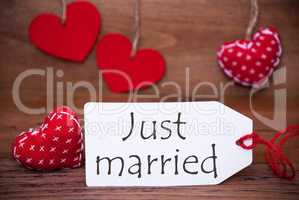 Read Hearts, Label, Text Just Married