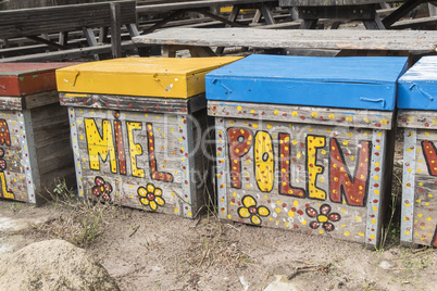 Nice decorated bee hives