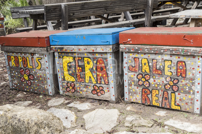 Nice decorated bee hives