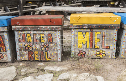 Nice decorated bee hives