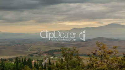 Cloudy Morning over Tuscany. Time Lapse