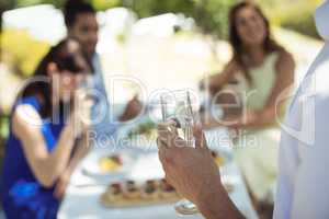 Group of friends toasting champagne glasses