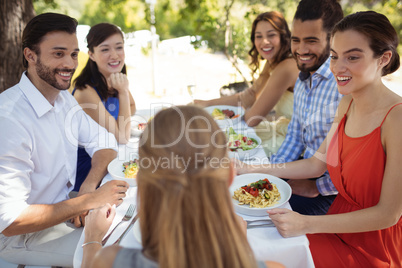 Group of friends having lunch