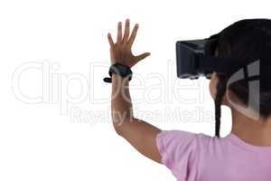 Girl using virtual reality headset