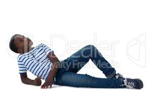 Boy lying on floor