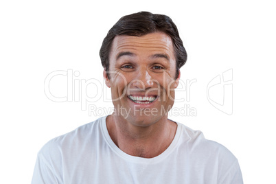 Close up portrait of cheerful mature man