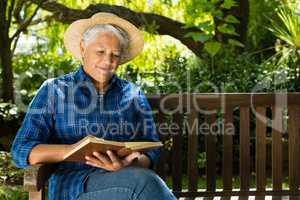 Senior woman reading book