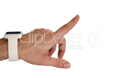 Cropped hand on businessman wearing smart watch