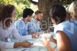 Group of friends interacting with each other