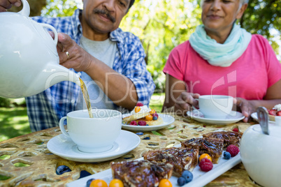Senior couple drinking tea