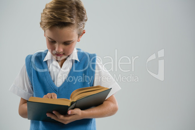 Schoolboy reading book